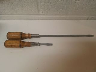 Vintage Wood Handle Screwdrivers Flathead