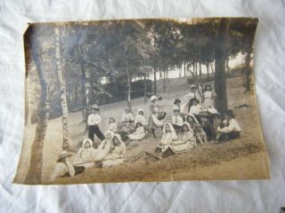 Antique Vintage Photo,  Children In Pioneer Amish Style Dress,  Hats/bonnets,  Usa?