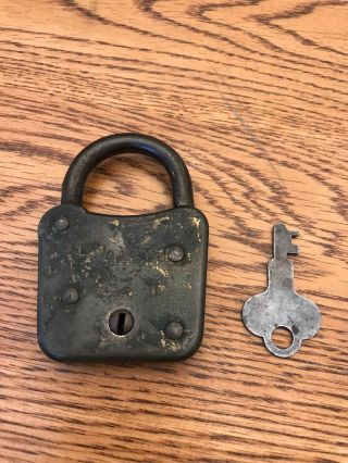 Vintage Old Miller Padlock Lock w/ Key Miller Lock Co 2