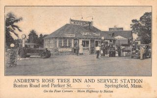 Springfield,  Ma Tourists Inn & Service Station Adv.  Pc C 1920 