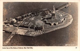 C20 - 7381,  Statue Of Liberty,  York City.  Aerial View