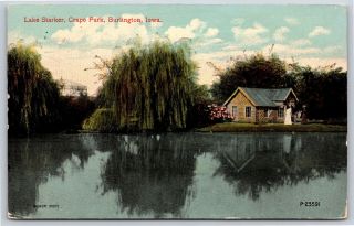 Lake Starker In Crapo Park At Burlington,  Iowa Divided Back Postcard 1914
