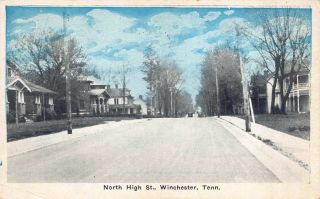 Postcard North High Street In Winchester,  Tennessee 122085