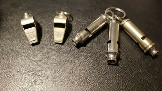The Acme Thunderer And Metropolitan Style Police Whistles Made In England (x5)