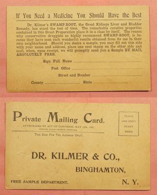 Private Mailing Card Dr.  Kilmer & Co Medicine Advertising