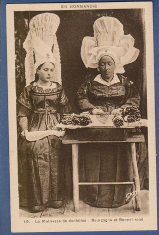Normandia France Bobbin Lace Maker Women Old Postcard