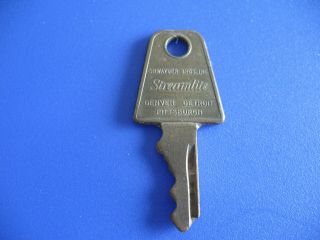 Vintage Samsonite Shwayder Bros.  Streamlite Luggage Suitcase Key 96