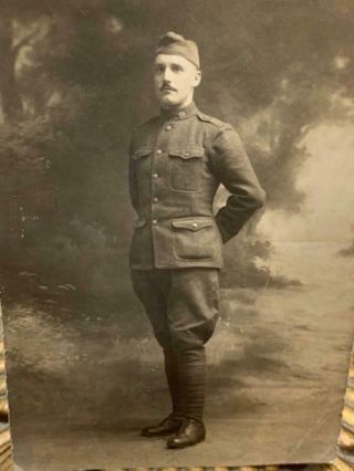 Antique Rppc Real Photo Postcard Ww1 Soldier Man Uniform Military France