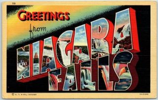 Niagara Falls York Large Letter Postcard Curteich Linen C1940s