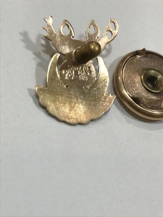 vintage elks pin 10k Enamel Clock & Flowers Cervus Alces 3