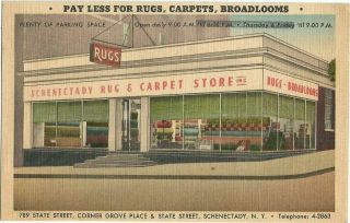 Schenectady,  Ny York Old Advertising Postcard,  Rug And Carpet Store