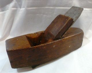 Vintage 8 " Coffin Style Hand Plane Wooden Hand Plane Blade - Back Iron - Wedge Vguc