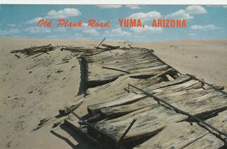 Arizona Postcard - " The Old Plank Road " On Arizona - California Highway 80 -