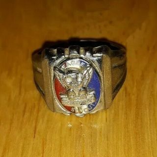 Eagle Scout Ring,  Sterling Silver,  Size 9.