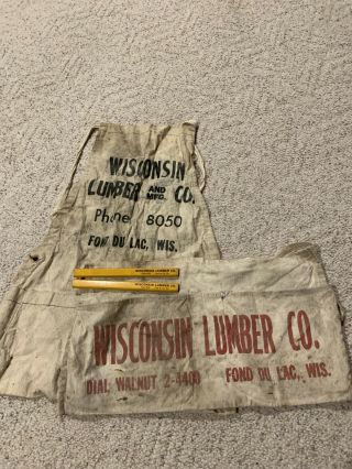 Vintage Wisconsin Lumber Co Carpenter Nail Apron Fond Du Lac Wis Wi Pencil