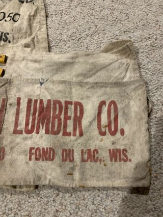 Vintage Wisconsin Lumber Co Carpenter Nail Apron Fond Du Lac Wis Wi Pencil 3