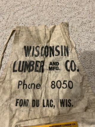 Vintage Wisconsin Lumber Co Carpenter Nail Apron Fond Du Lac Wis Wi Pencil 5