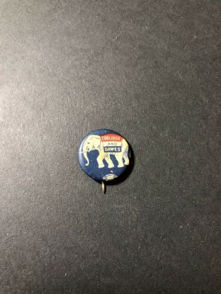 Very Rare Vintage 1924 Coolidge And Dawes Presidential Campaign Pin Gop Elephant