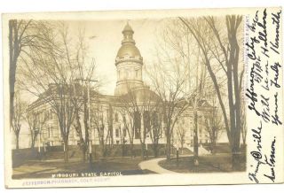 Antique 1906 Missouri State Capitol Jefferson Mo Real Photo Rppc Postcard