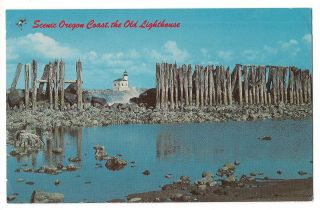 The Old Lighthouse Scenic Coast Sea - Wall Tidal Pool Bandon Oregon Postcard Or