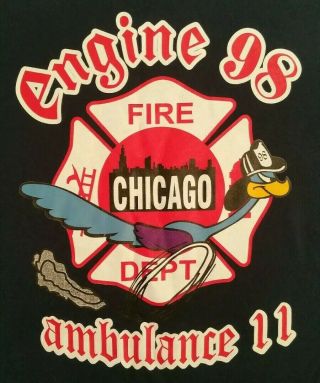 Chicago Fire Department Cook County Illinois T - Shirt Sz L Looney Tunes Fdny