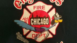 Chicago Fire Department Cook County Illinois T - Shirt Sz L Looney Tunes FDNY 4