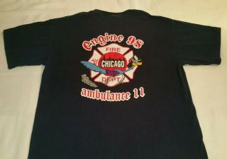 Chicago Fire Department Cook County Illinois T - Shirt Sz L Looney Tunes FDNY 5