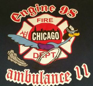 Chicago Fire Department Cook County Illinois T - Shirt Sz L Looney Tunes FDNY 7