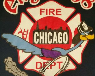 Chicago Fire Department Cook County Illinois T - Shirt Sz L Looney Tunes FDNY 8