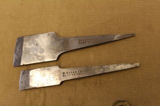 2 Vintage W.  Butcher Cast Steel Chisels Skew? 1 & 1.  5” Woodworking Tools N219