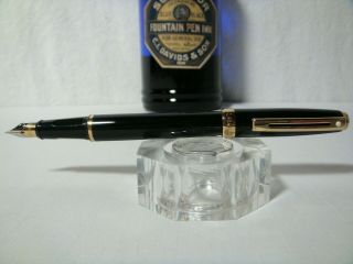 Sheaffer Prelude Converter Fountain Pen Black Lacquer Gold White Dot 2 Tone Nib