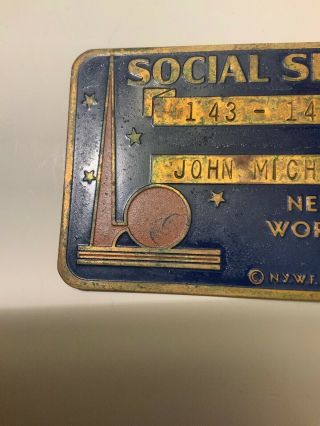 Vintage 1939 York World’s Fair Metal Copper Social Security Card 3