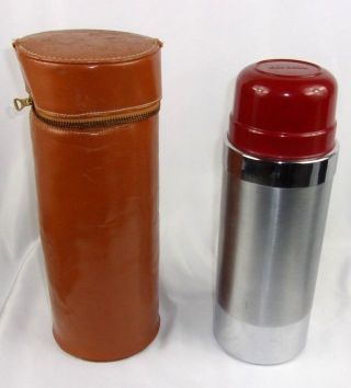 Vintage Aladdin Thermos With Leather Case Made In Usa