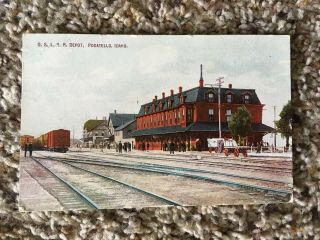 Pocatello,  Id Idaho O.  S.  L.  Short Line Railroad Depot Postcard Gray News