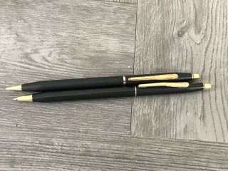 Vintage Cross Classic Black 2501 Pen And Pencil Set Has Lead Needs Ink