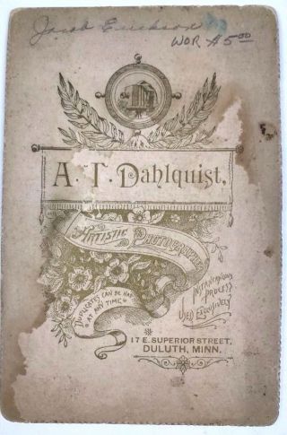 ID ' D Antique Cabinet Card Photograph Man Jacob Erickson Dahlquist Duluth MN 3