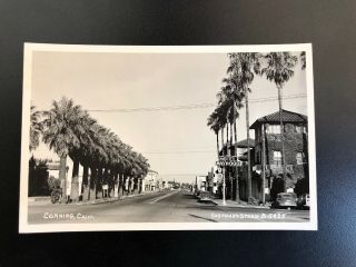 Photo Postcard - - California - - Corning - - Street Scene - - Hotel Maywood - - Cars Signs Ca
