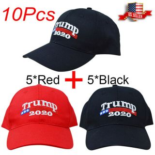 10x Donald Trump 2020 Maga Make America Great Again Hat Election Cap Black,  Red
