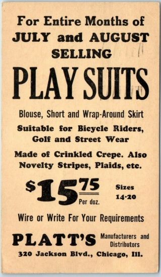 1935 Chicago Il Advertising Postcard Platt 
