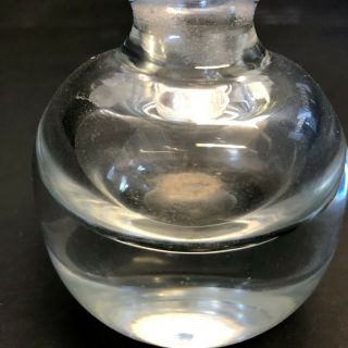 Vintage Glass Inkwell Bottle Cork Mouth Paper Weight Round Base 3