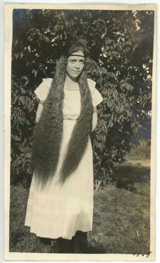 1918 Photo Ia Iowa Sac City Teen Girl Ethel Hawks White Long Hair 2