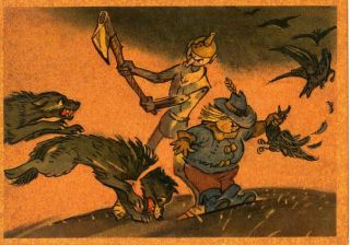 1962 The Wizard Of Oz Book Ill.  Vladimirsky Pack Of Wolves Russian Postcard 8