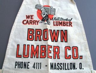 Vintage Brown Lumber Co Nail Apron Massillon Ohio Phone 4111 Advertising Browns