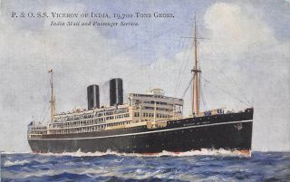 Ss Viceroy Of India At Sea,  P & O Ship Line,  India Service,  C.  1930 