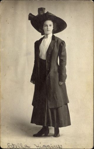 Rppc Edwardian Woman Fashion Suit Hat Stella Higgins 1908 - 24 To Vienna Mo