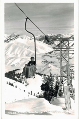 Sun Valley Rppc Bandy Mountain Chair Lift Real Photo 1950 Id