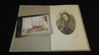8106 1880s Japanese Medical Photo / Dead Woman & Sick Person W Medicine Disease