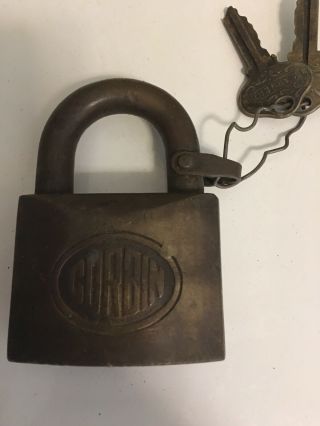 3 Vintage Brass Corbin Padlocks with Keys 2