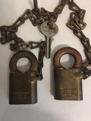3 Vintage Brass Corbin Padlocks with Keys 3