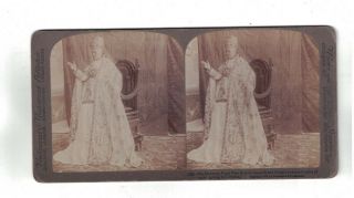 His Holiness Pope Pius X With Papal Crown & Robes 1904 Real Photo Stereoview